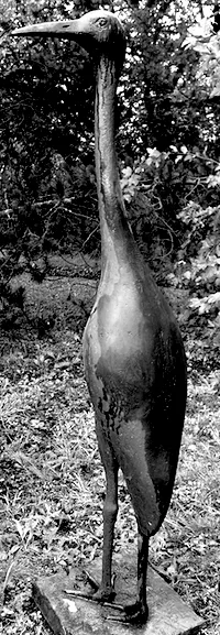 Martin Mayer: Kranich. 1966, Bronze, Höhe 165 cm